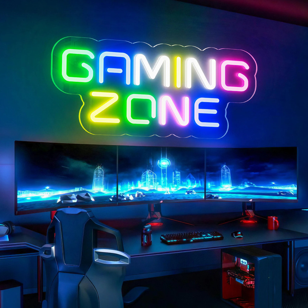 Gaming Zone Multicolor Neon Sign, Custom Gaming Room LED Neon Sign, Game Room Wall Decor, Gift For B