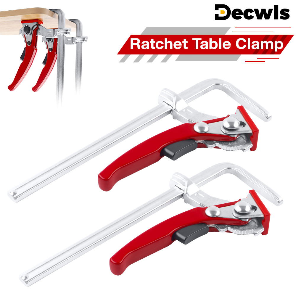 Quick Release Ratchet Guide Rail Clamp Carpenter F Clamp Heavy Duty Track Clamp with AntiSlip Pad fo