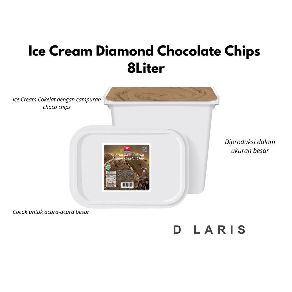 Ice Cream Diamond Chocolate Chips 8liter es krim box besar 8L es rasa coklat dengan kepingan coklat