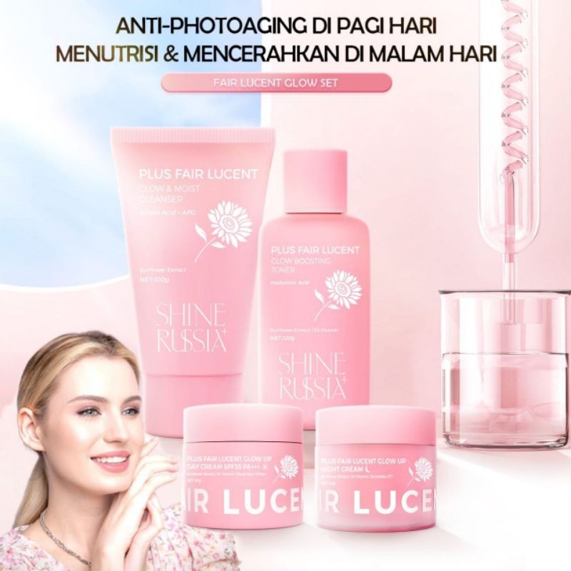 Shine Russia + 4 PCS SKINCARE SET - all skin Whitening Skincare Sunflower Plus Fair Lucent Glow Set 
