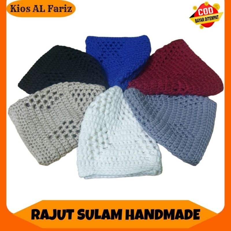 Peci Rajut Sulam Handmade - Kopiah Tangan Motif Unik