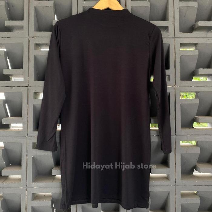 Manset Tunik Kaos Sport/ Baju Manset olahraga Atasan  WanitaMuslim Panjang - HITAM, STANDAR TUNIK