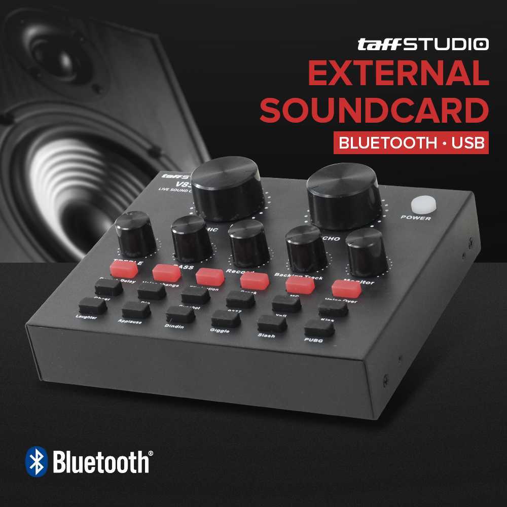 [ Pro Gadget Ku ] TaffSTUDIO Bluetooth Audio USB External Soundcard Live Broadcast Mic - V8S