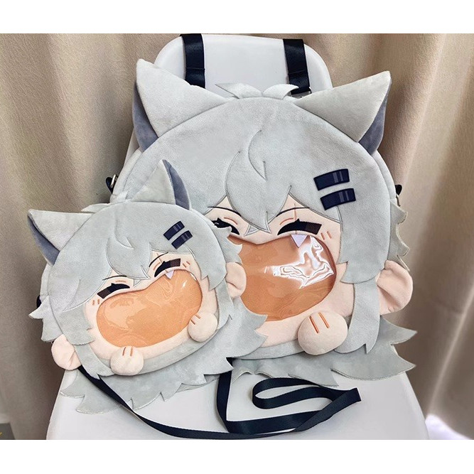 Anime Lappland the Decadenza Arknights Transparent Plush Backpack Messenger Bags Cartoon Shoulder Ba