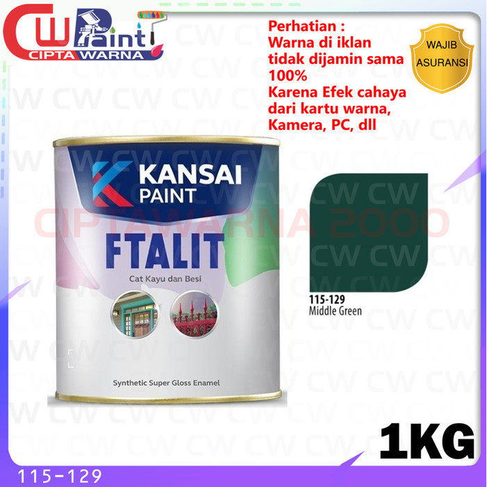 FTALIT Cat Minyak Pelapis Besi Kayu Kansai 115 - 129 Middle Green Hijau Ijo 1 Kg- B5 CWS