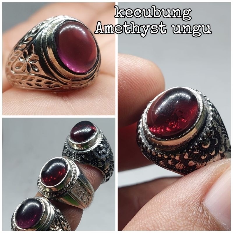 cincin kecubung amethyst unguDim batu 12 mm / cincin batu akik kecubung