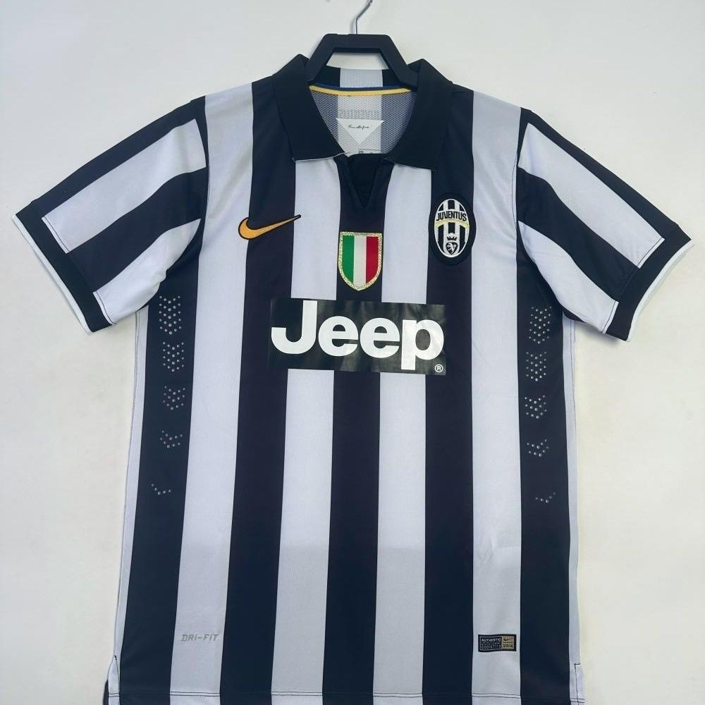 Jersey Sepak Bola Lengan Pendek Retro Dewasa 2014-15 Juventus Home T shirt pria
