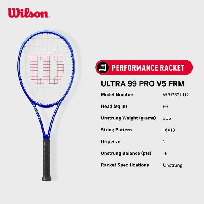 2025 NEW | Wilson ULTRA 99 Pro V5 Raket Tenis Performance Tennis Racket (Unstrung) Bahan Graphite - 