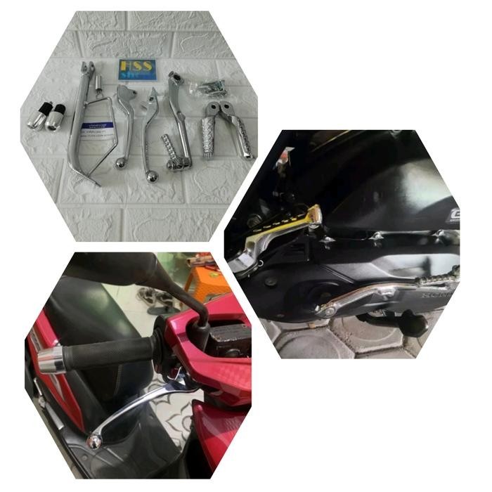 Handle Rem ( Non Cbs ) + Selahan + Standar samping + Footstep Aprilia + Jalu Stang = Beat Fi, Vario 