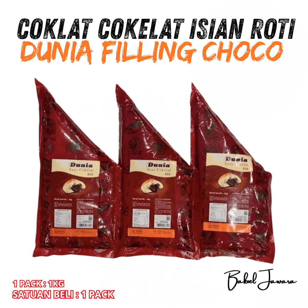 ( 1 PACK 1000G ) DUNIA CHOCOLATE PASTA ECO SELAI COKLAT 1 KG / DUNIA SAUS COKELAT EKONOMI - 1KG