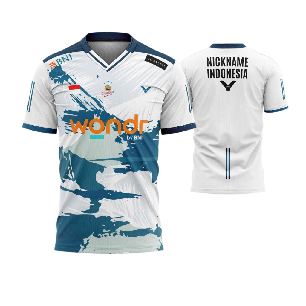 Jersey Badminton Indonesia Denmark Open Victor Premium Gratis Nama Atlet