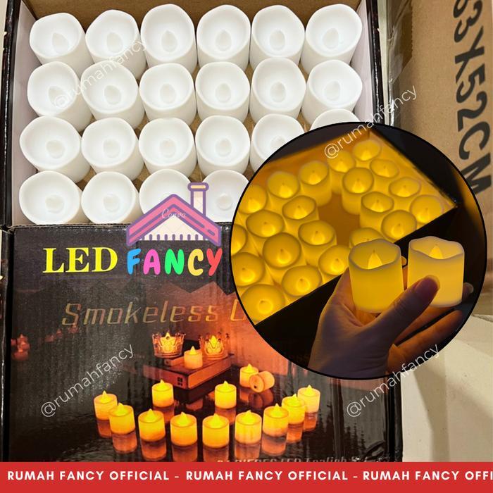 [GROSIR] 1 BOX ISI 24 PCS Lilin LED NATAL TERMASUK BATERAI PREMIUM / Lilin Lampu Elektrik Kuning - [