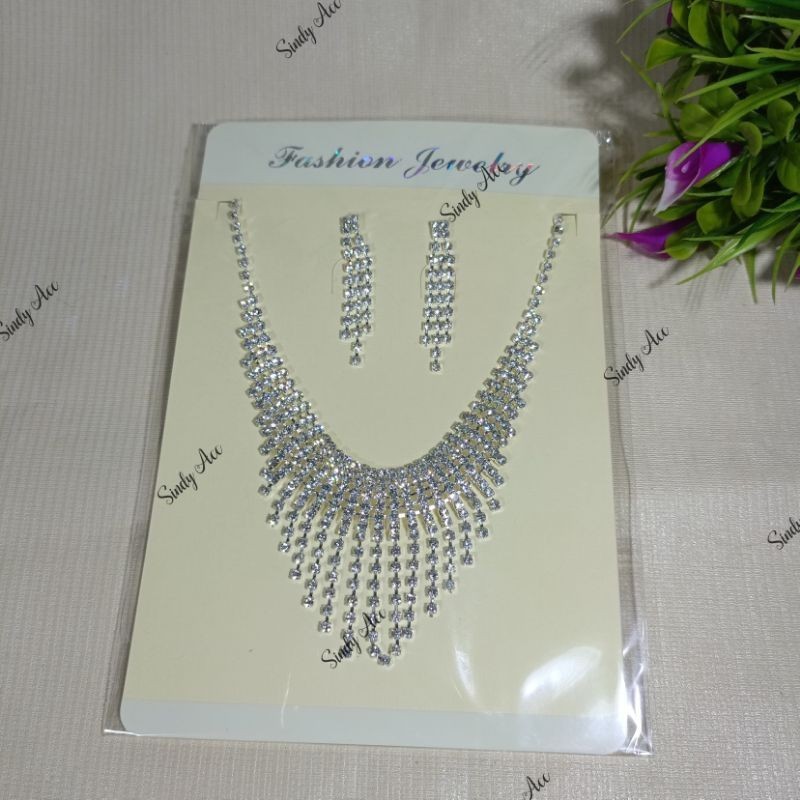 Kalung set pesta wedding//kalung + anting//kalung set terlaris