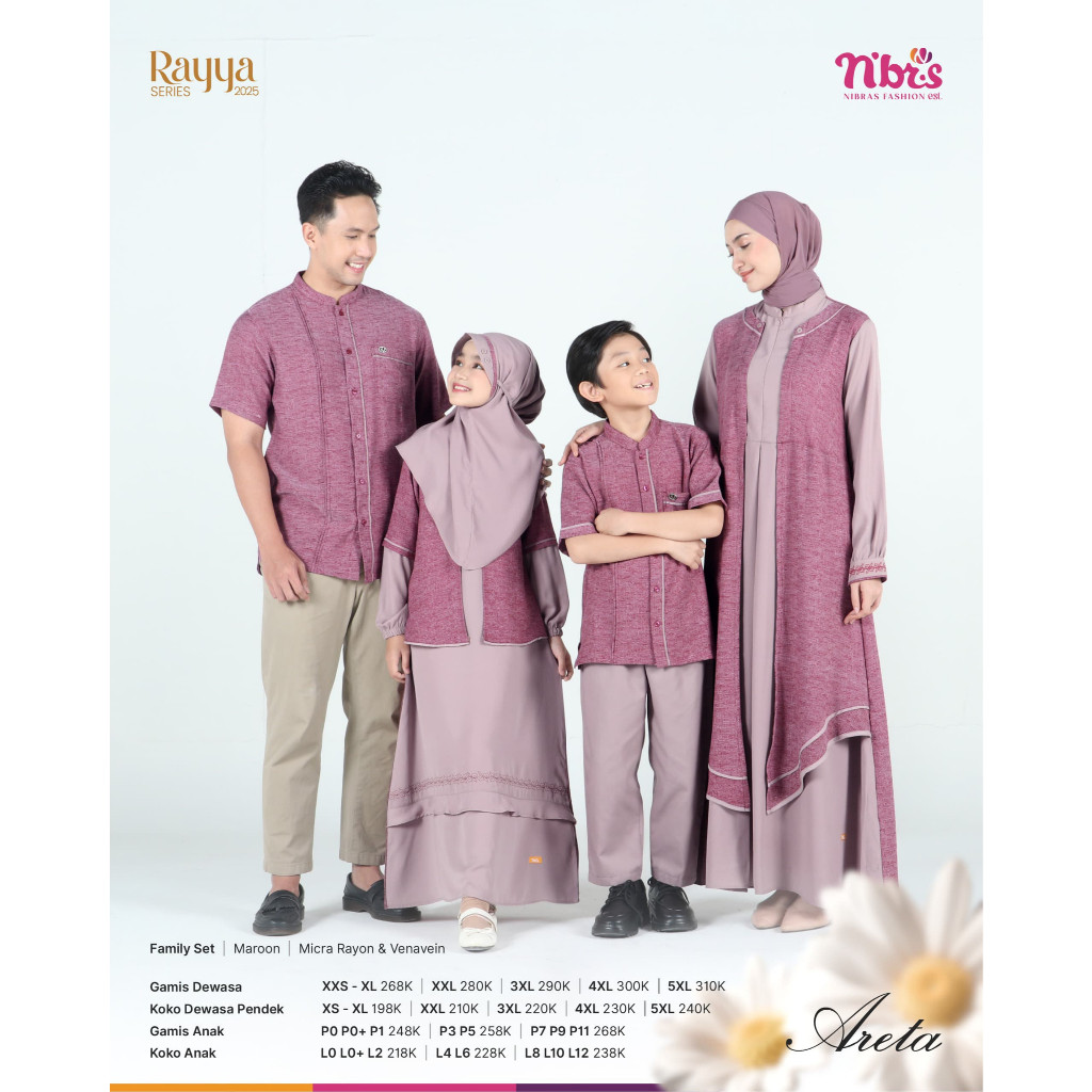 RAYYA SERIES NIBRAS ARETA MAROON 2025 - COUPLE NIBRAS ARETA MAROON 2025