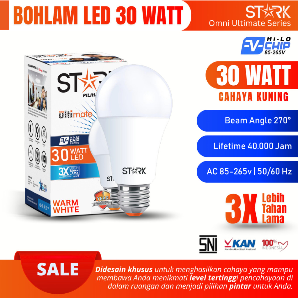 Bohlam LED Bulb 30 Watt Stark Omni Ultimate Series Lampu LED 30 Watt Cahaya Kuning Hemat Energi Lamp