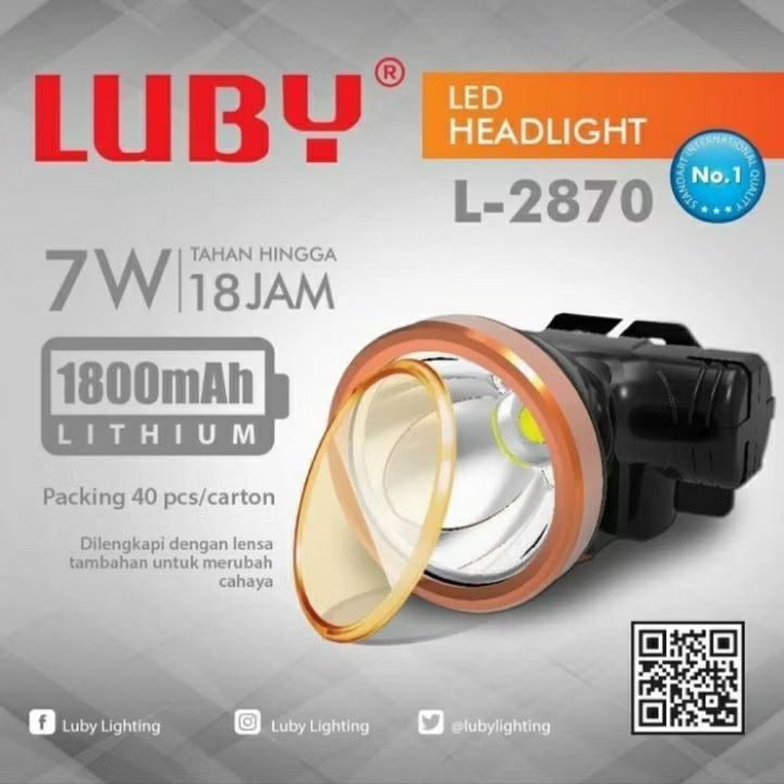 L-2870K SENTER KEPALA LUBY Charger 7 Watt / Senter Luby 7 Watt Kuning