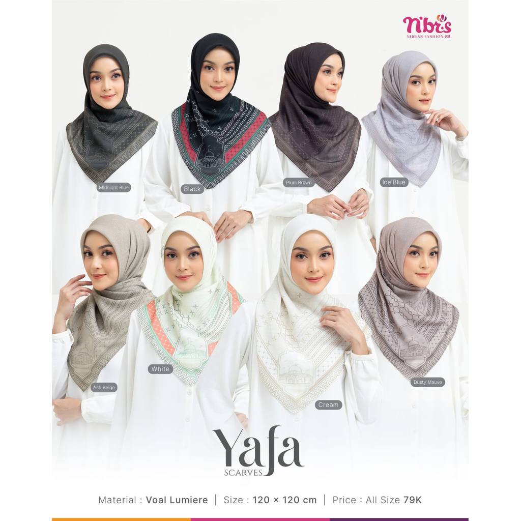 NIBRAS HIJAB SEGIEMPAT YAFA SCARVES | NIBRAS HIJAB TERBARU
