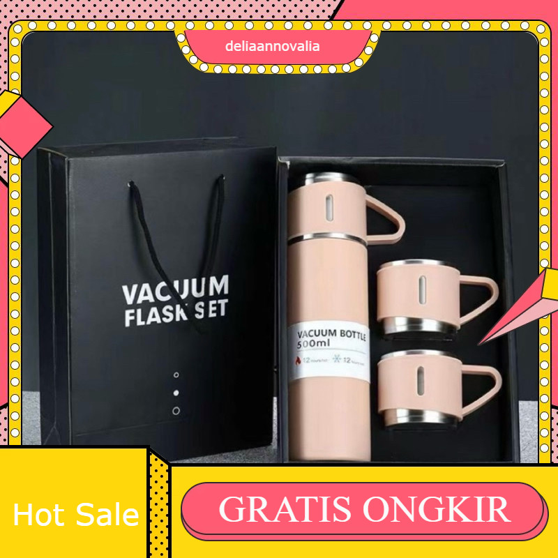 (BISA COD) PROMO Termos Vacuum Flask Set Tumblr / Termos Sultan / Termos Set Cangkir Premium 500ml /