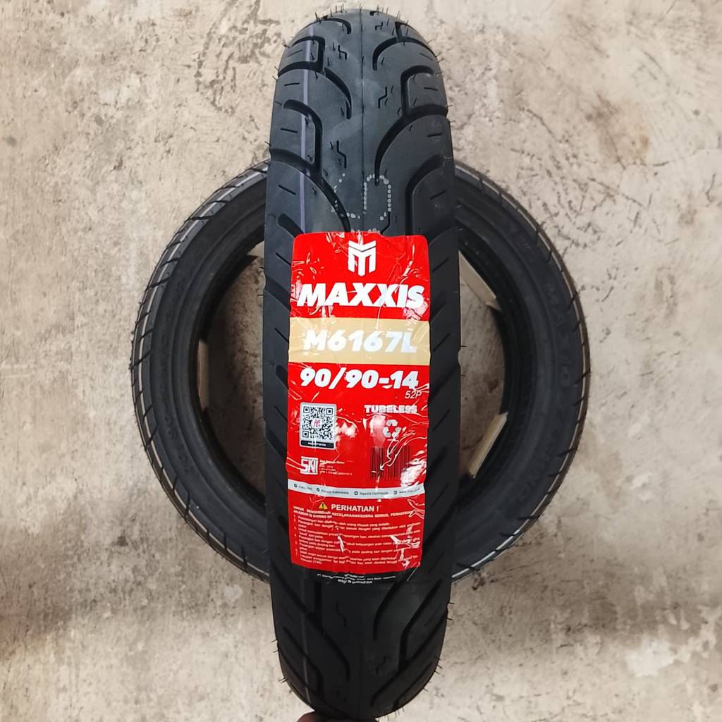 ( TUBELESS ) M6167L - 90 90 14 MAXXIS ORIGINAL BARU Ban Luar Motor MATIC FREE PENTIL