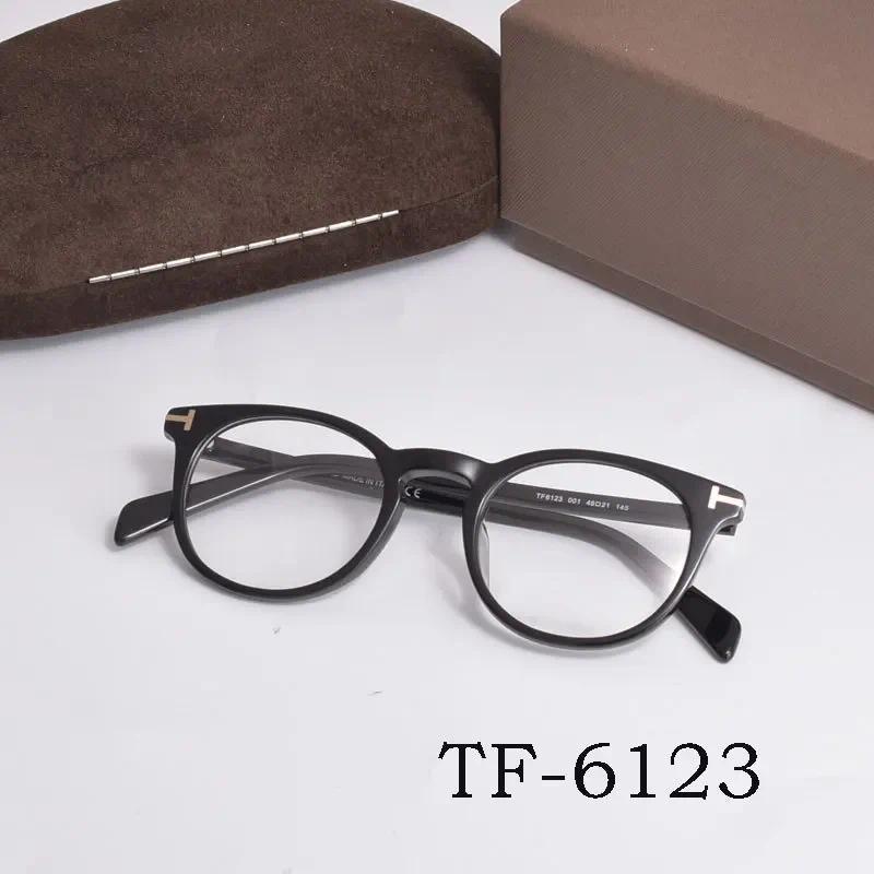 Retro round Frame TOM Eyeglasses TF6123 Optical Board Material Blue Light Blocking Glasses for Men A
