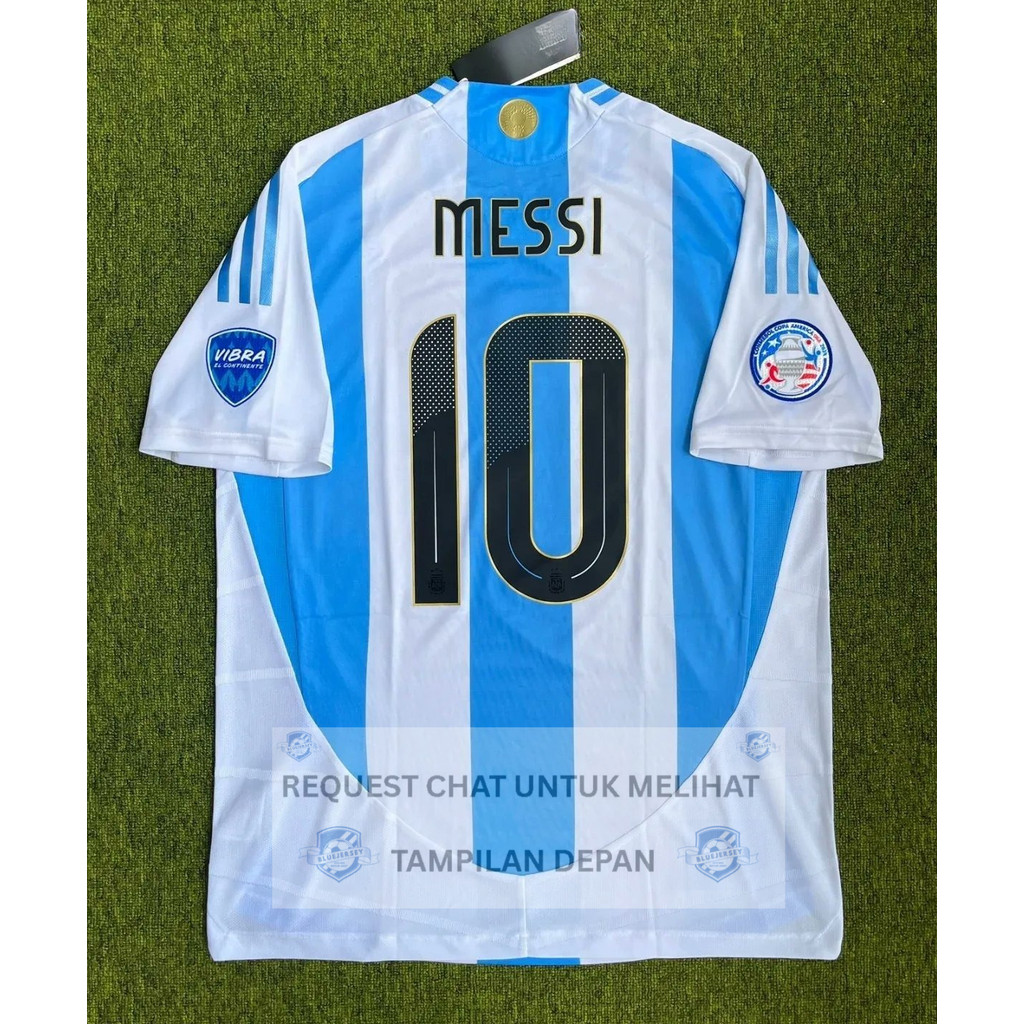 JERSEY BAJU BOLA ARGENTINA HOME COPPA 2024 FULL PATCH + NAMESET MESSI