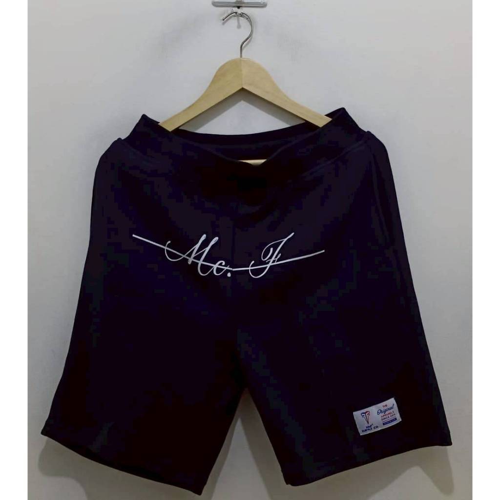 CELANA PENDEK SHORT PANTS SWEATPANTS MCF STRIP BORDIR BLACK FULL TAG & LABEL
