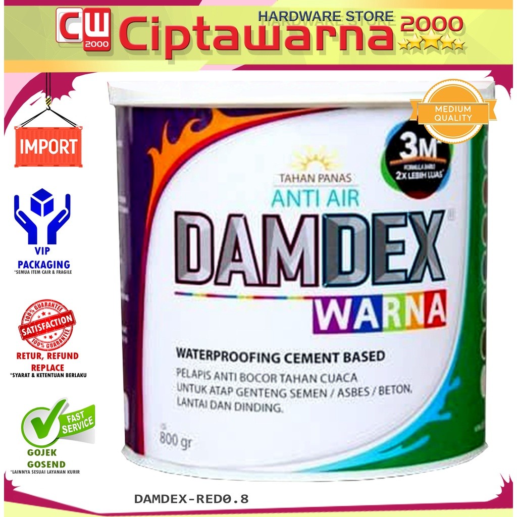 Cat Damdex Warna 0.8kg Merah Red Waterproofing Kolam Ikan Renang - B7 CWS
