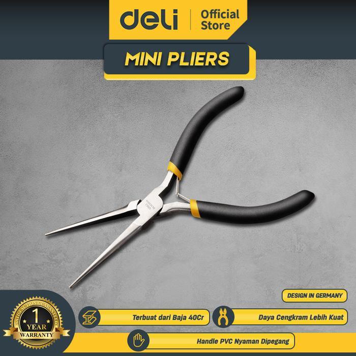 mitra maju market Deli Mini Pliers / Tang Lancip Mini 6 Inch Baja Karbon Kuat DL103006