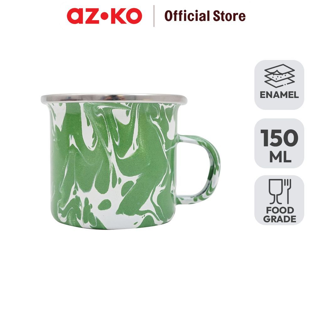 AZKO Kichero Mug Enamel Doreng 150 ml - Hijau Gelas Minum Tea Cangkir Kopi Wadah Minuman Coffee Cup 