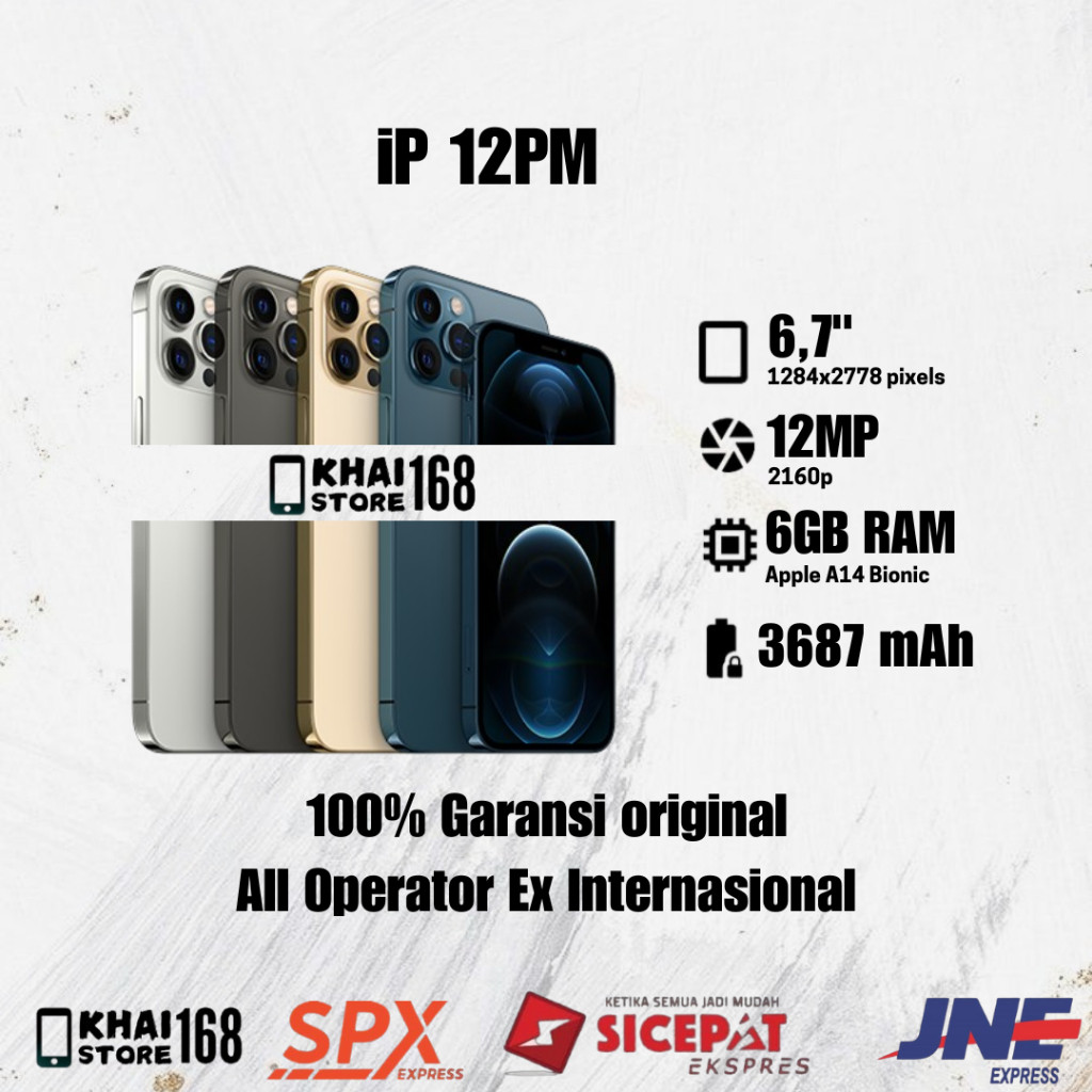 IPHONE 12 PROMAX 128GB 256GB 512GB Second BEKAS ORIGINAL 100% MULUS 12PM NORMAL FULLSET