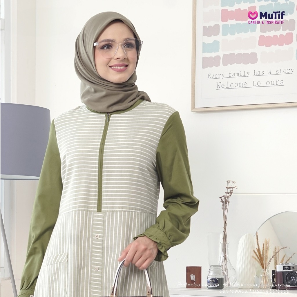 Mutif Gamis Wanita Dewasa Garis Elliora