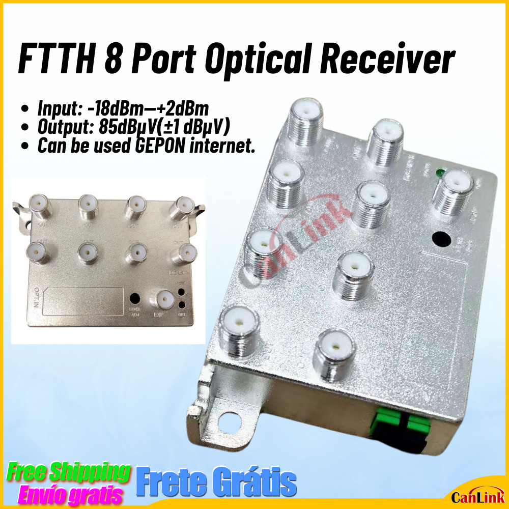 FTTH Node CATV 8 Ports Optical Receiver High Level Fiber Converter Mini Mode 8ports FTTH Node
