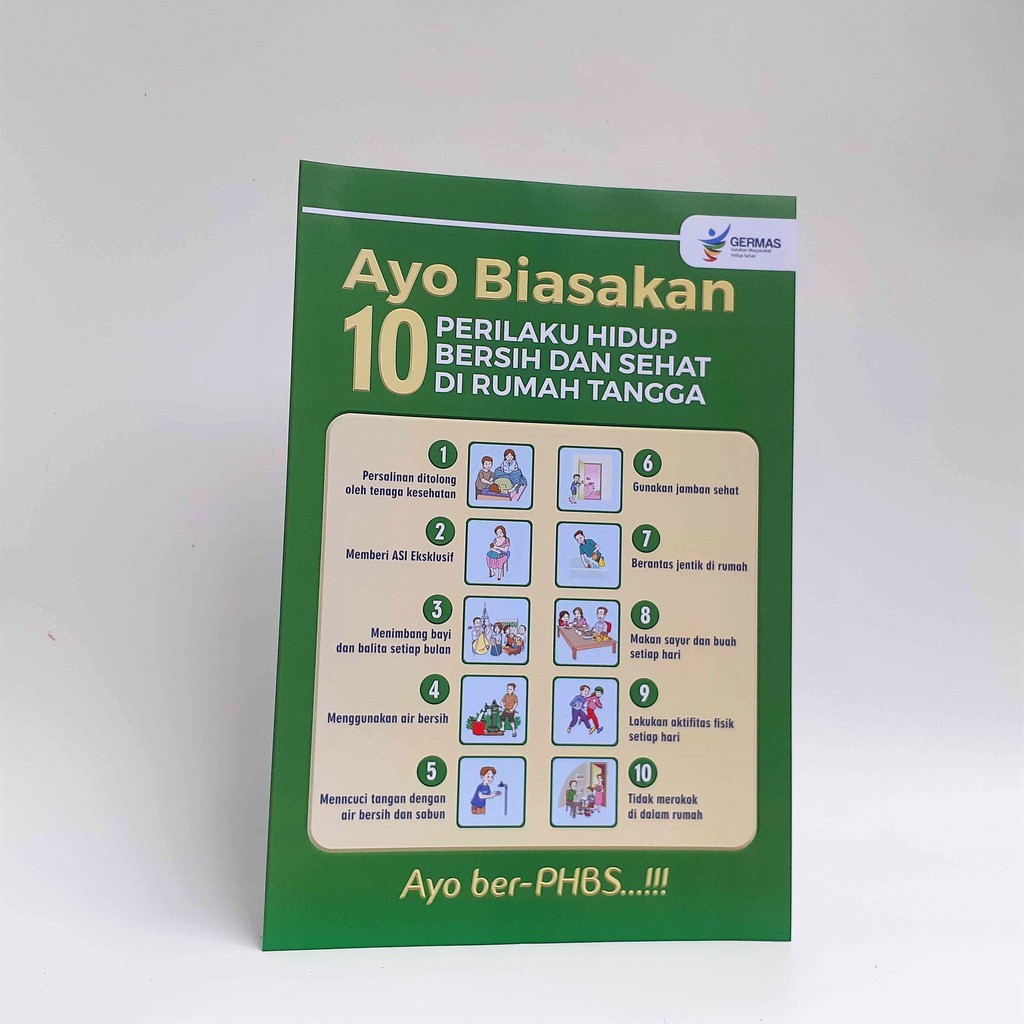 Poster PHBS Rumah Tangga, Poster Edukasi PHBS, Poster kesehatan, Poster Gaya Hidup Sehat, LAMINATING