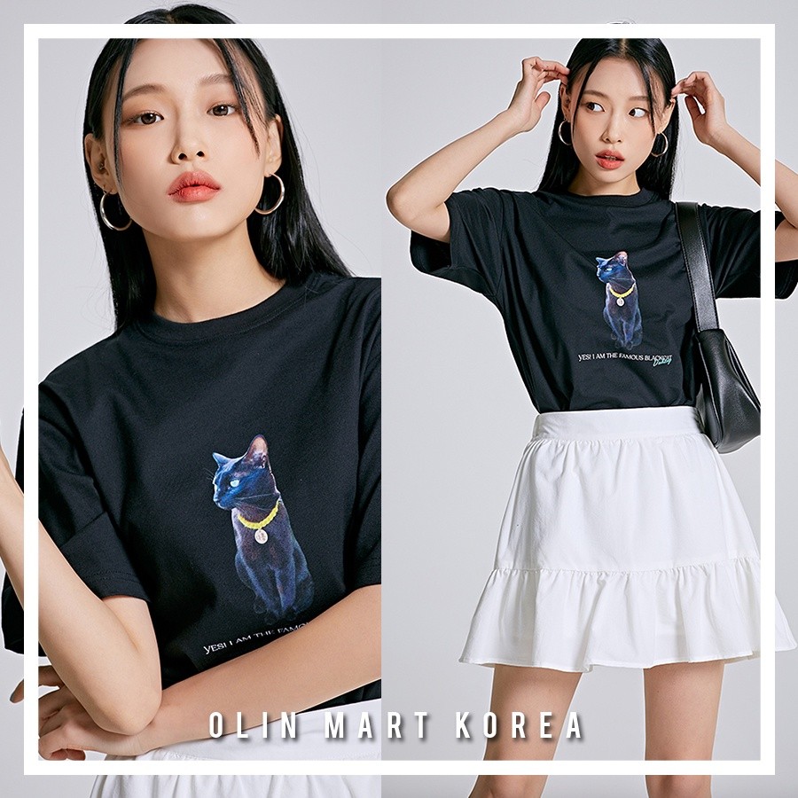SPAO TSHIRT Black Cat Dahong