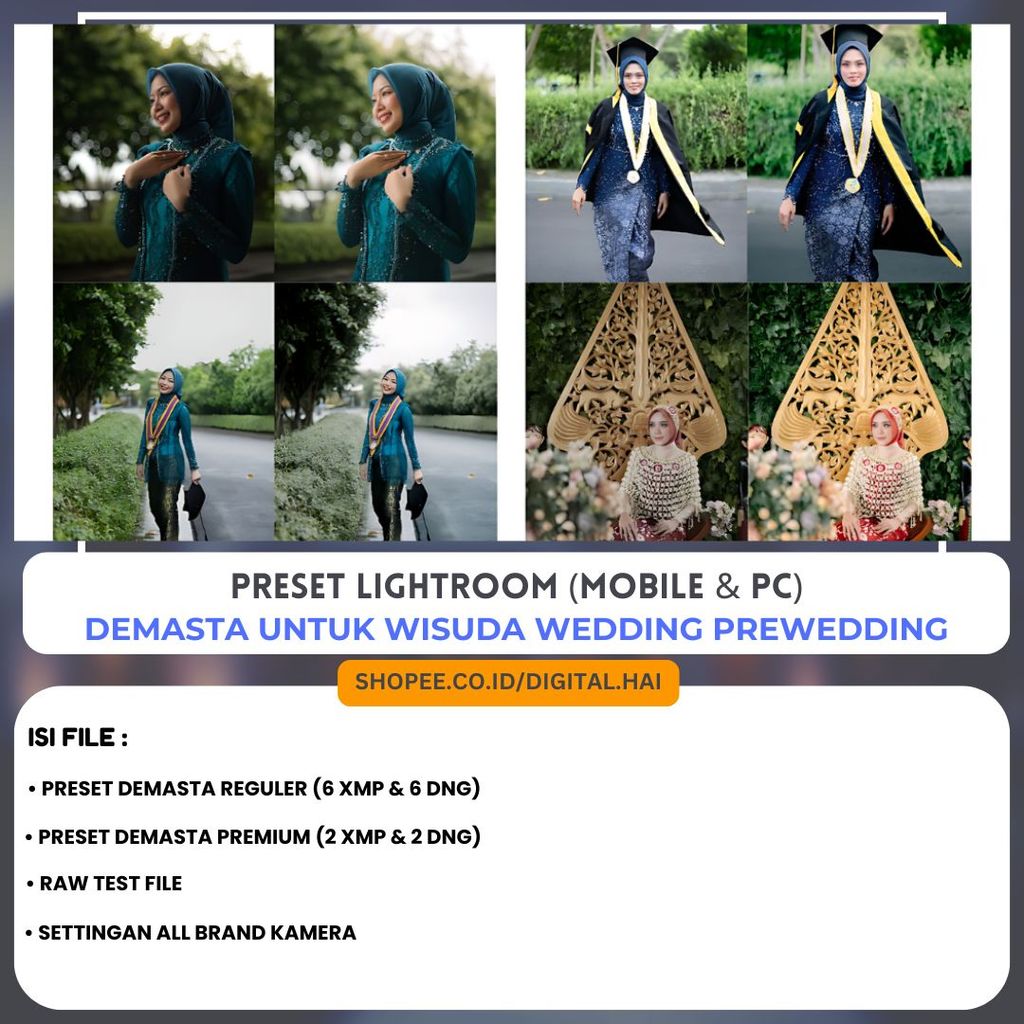 PRESET DEMASTA UNTUK WISUDA WEDDING PREWEDDING FOR LIGHTROOM PHOTOSHOP
