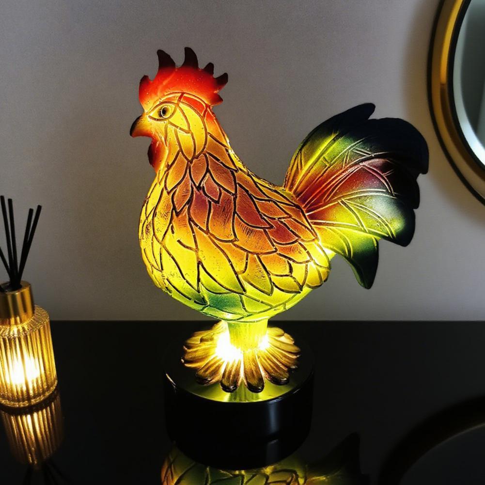 Animal Ornament Night Light Cat Lamp Stained Glass Resin Statue Decorative Desk Lamp Home Desktop De