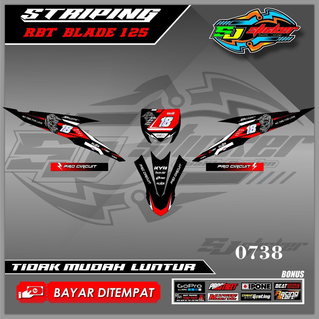 0738 STRIPING VARIASI RBT BLADE 125 MOTOR BEEK RBT MODIF TERBARU SUPERMOTO DESAIN GRAFIS KEREN GPC 0