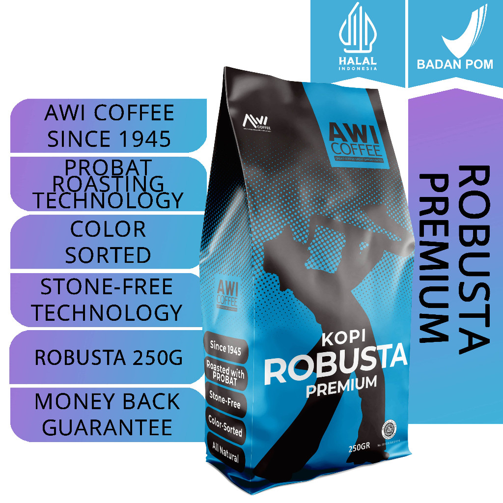 [  Promo ]  ||  Awi Kopi Robusta Sidikalang Premium 250Gr | Roated Coffee Beans | Robusta | Premium 