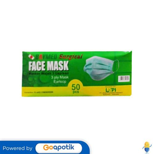 Baymed 3ply Surgical Face Mask Earloop Hijau Box 50 Pcs