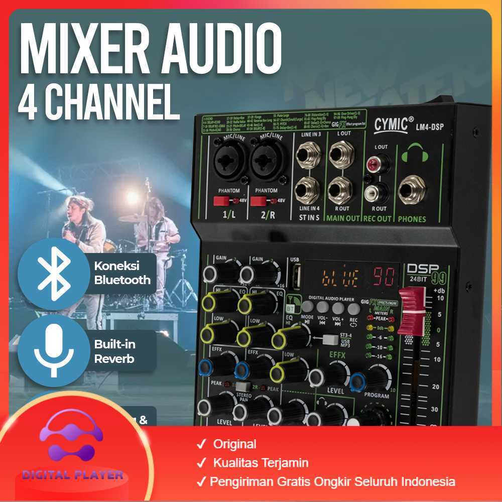 USB Audio Mixer Bluetooth Karaoke 4 Channel 99 DSP Effects - LM4-DSP