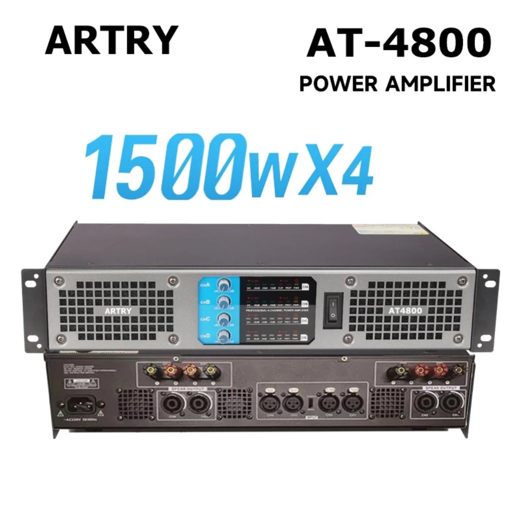 ARTRY AT-4800 Power Amplifier – 4 Channel 1500W x4 Professional Audio