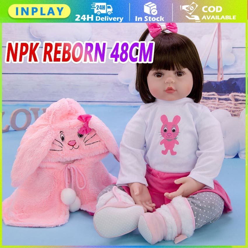 Boneka Reborn NPK 48CM Silicone Lembut / Reborn Baby Doll Toddler Realistic dengan Hand-Drawing Hair