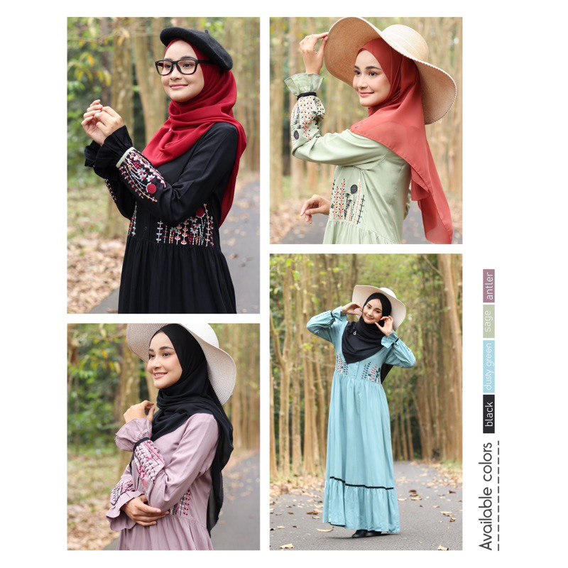Promo Hits sale dannis 30% / A230208 / abaya dewasa / gamis rayon / gamis hitam / gamis hijau / baju