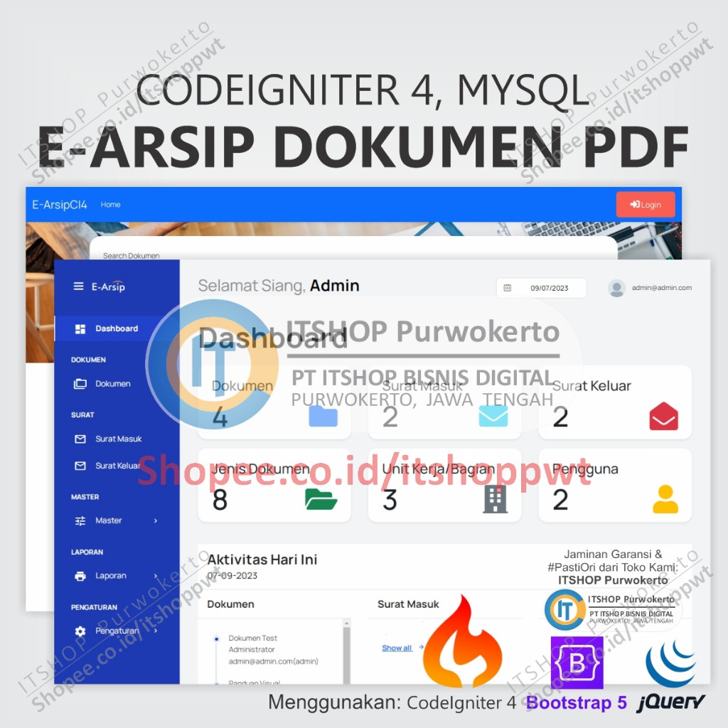 Source Code Aplikasi Web E-Arsip Dokumen PDF Codeigniter 4 MySQL