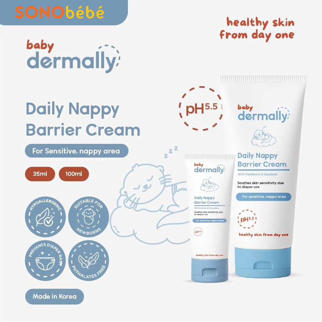 Dermally Daily Nappy Barrier Cream - Krim pelindung area popok bayi untuk cegah ruam popok & iritasi