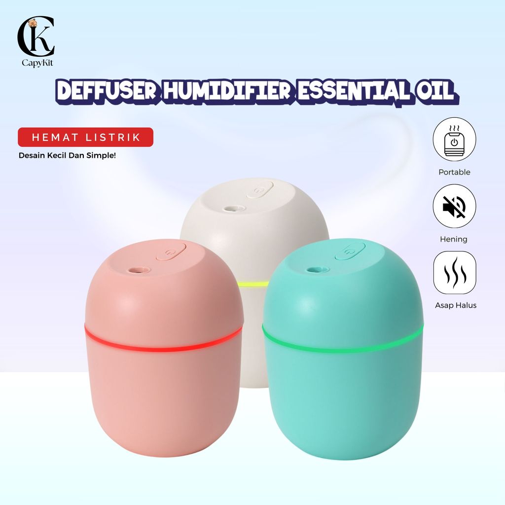 CapyKit PAKET ESSENTIAL OIL DIFFUSER 220ML Difuser Humidifier Air Purifier Young Lampu Tidur Living 