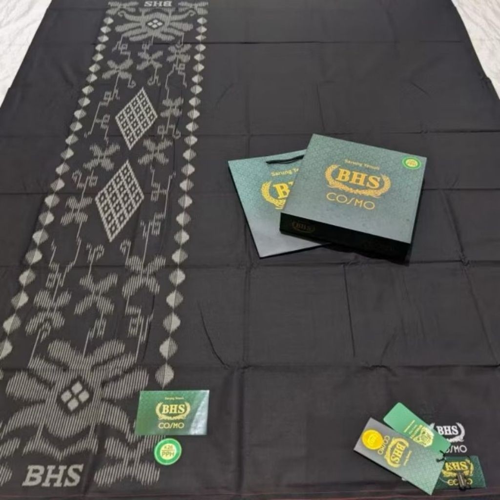 Sarung BHS COSMO GOLD HITAM POLOS PUTIH POLOS ASLI ORI