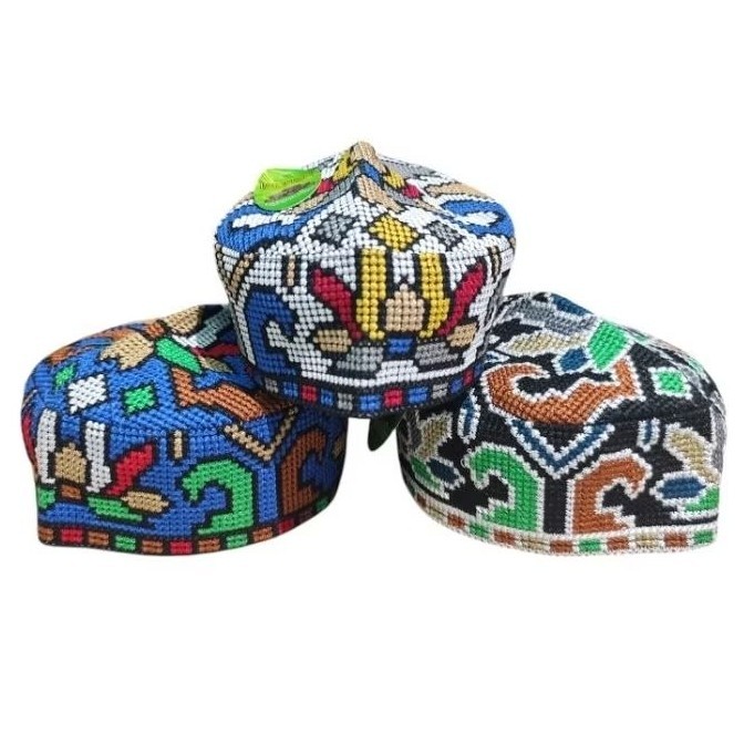 PECI PAKISTAN ANAK FULL BORDIR ORI Murah , Peci Pakistan Islam Abad Anak Corak Warna Warni , Peci An