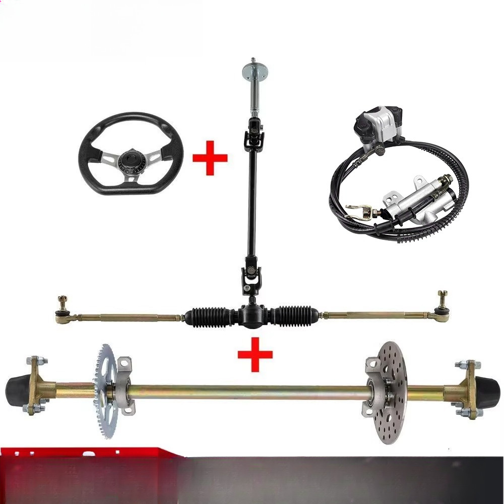 TDPRO 740mm Rear Axle Kit + Front Steering Wheel Shaft Assembly Go Kart ATV Quad Buggy kit go kart