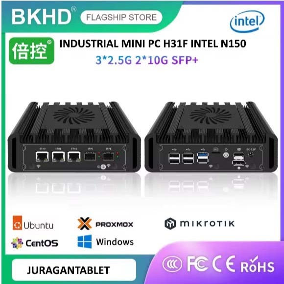 Industrial Mini PC BKHD H31F 3L2S Intel Gen13 N150 3LAN 2.5G i226V 2 Port SFP+ 10G Intel 82599 Serve